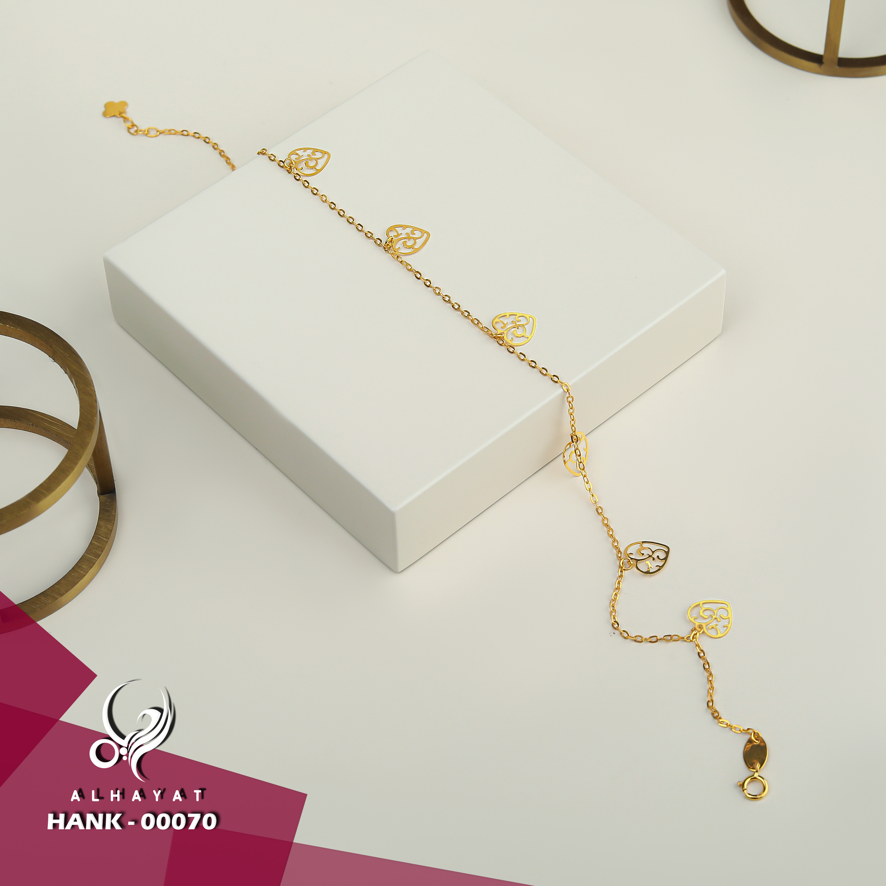 21 karat gold anklet, Turkish made - (H-0840)